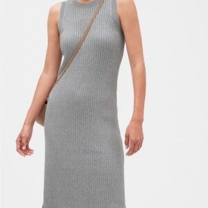 Gray Sleeveless Ribbed Dress Petite M NWOT